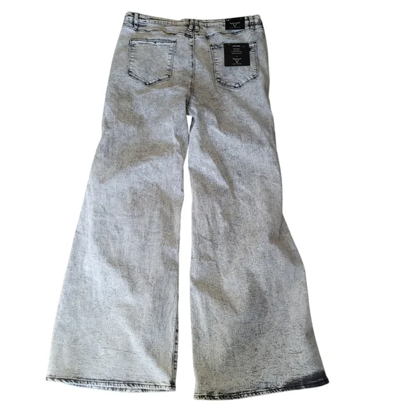 Lucky & Blessed Jeans Womens Acid Wash Wide Leg Denim Retro Hippie Flared Pants - Picture 2 of 13